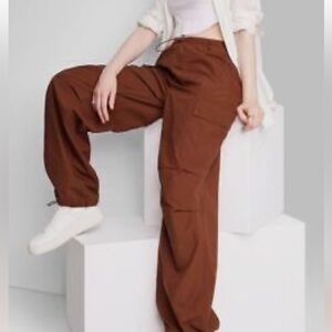 Women's Mid-Rise Wide Leg Parachute Pull-On Pants - Wild Fable™